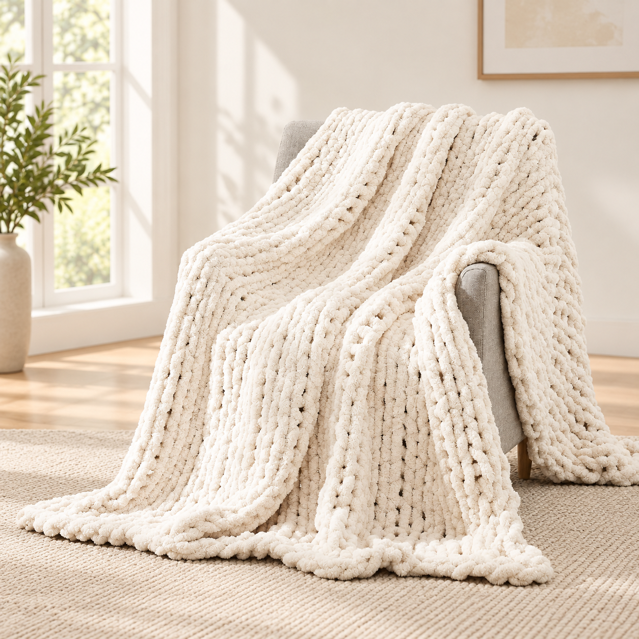 Chunky Knit Throw Blanket